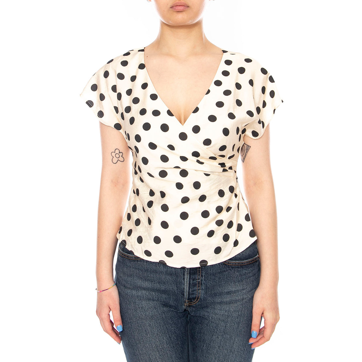 TOP CON ESTAMPADO PUNTO BLANCO Y NEGRO POLKA - Top Donna Pois Bianco 61W/11253 0251 WILD PONY 