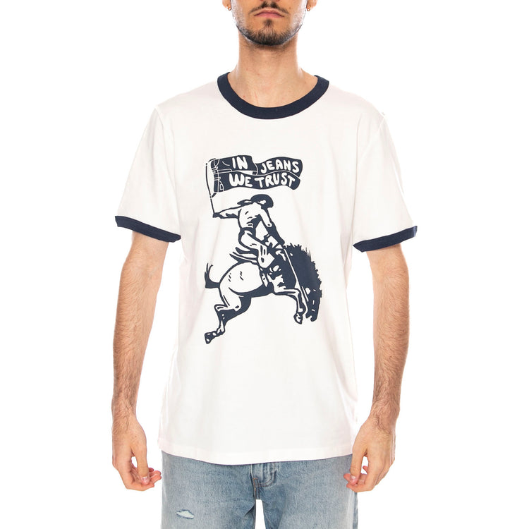 RINGER TEE WORN WHITE - Maglietta Girocollo Uomo Bianca 112378009 WHT WRANGLER 