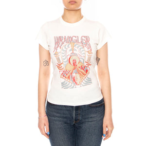 SHRUNKEN BAND TEE WORN WHITE - Maglietta Girocollo Donna Bianca 112378024 WHT WRANGLER 