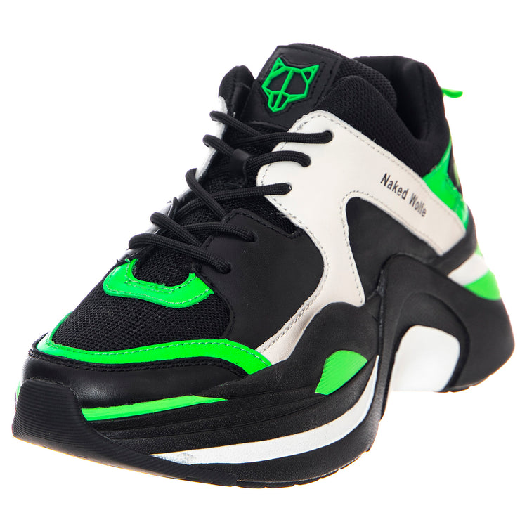 Track Shoes - Neon Green / Black - Scarpe Stringate Profilo Basso Donna Verdi / Nere NWSTRACK-NEOGRN . NAKED WOLFE 
