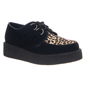 Wulfrun Shoes - Black / Leopard - Scarpe Stringate Profilo Basso Donna Multicolore UDSUM-C010-BKS-LEO . UNDERGROUND 