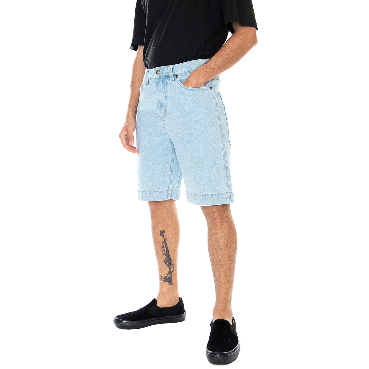 Mens Og Rinse Denim Jeans Shorts - Light Blue - Bermuda Denim Jeans Uomo Blu KRCKKMQ12112LBLU . KARL KANI 