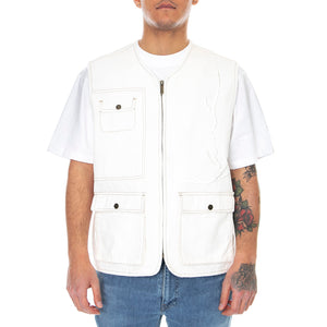 Mens Signature Utility Vest Jacket - Off White - Giacca Estiva Smanicata Uomo Bianca KRCKKMQ12162OWHT . KARL KANI 