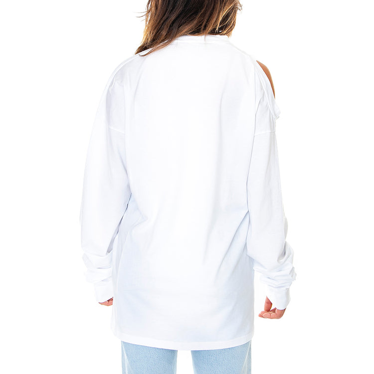 Shoulder Hole Super Long - Maglietta Girocollo Maniche Lunghe Donna Bianca FRAR40031-WHT . ARIES 