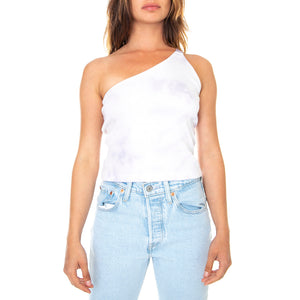Tie-Dye Rib Asymmetric Vest - Canotta Donna Bianca / Lilac SRAR00002-LLC . ARIES 
