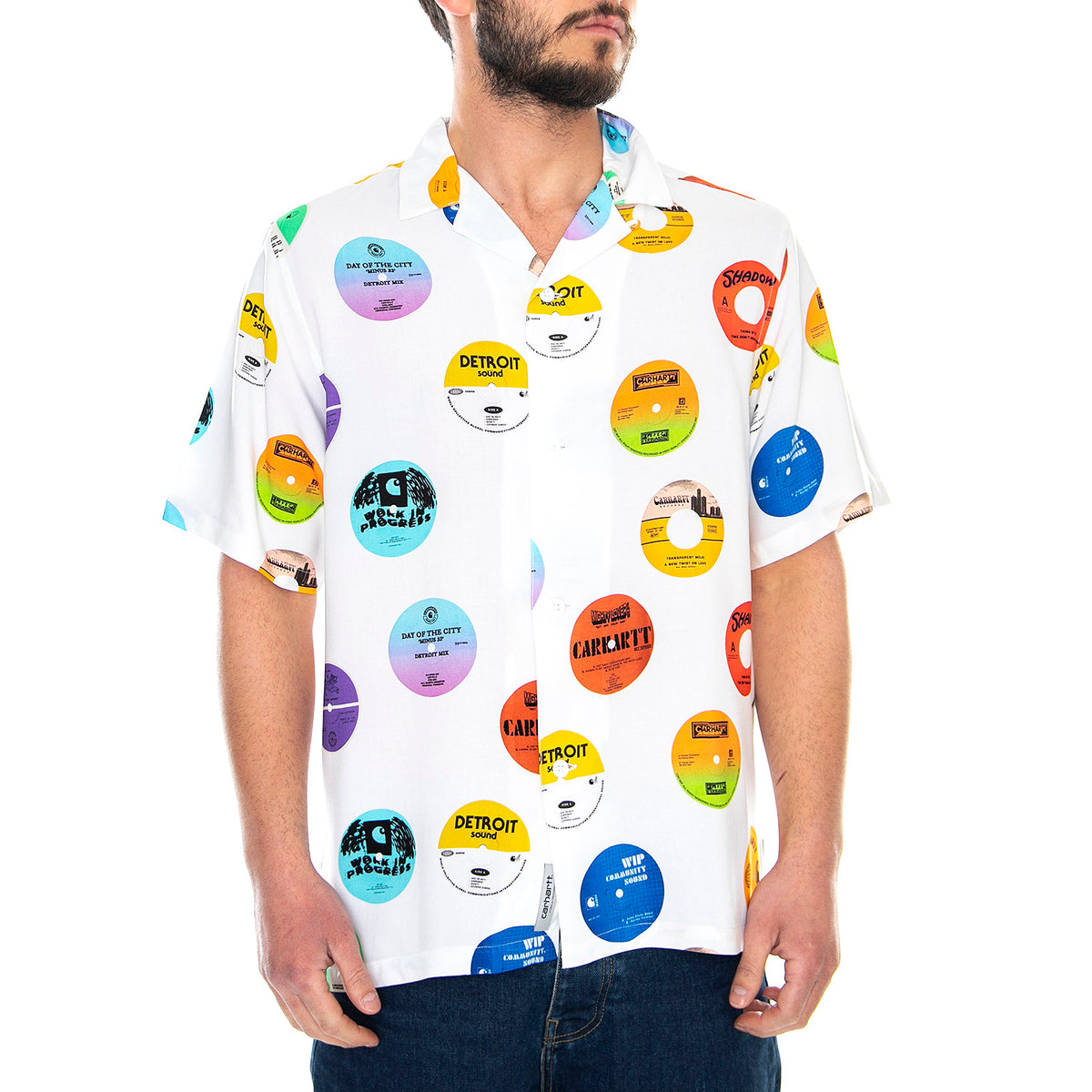 S/S Record Shirt Record Print, White - Camicia Maniche Corte Uomo Bianca I027529.09I.00.03 . CARHARTT WIP 