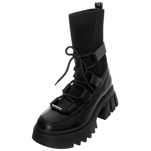 Womens Hierarchy Black Lace-Up Boots SMSHIERARCHY-BLK . STEVE MADDEN 