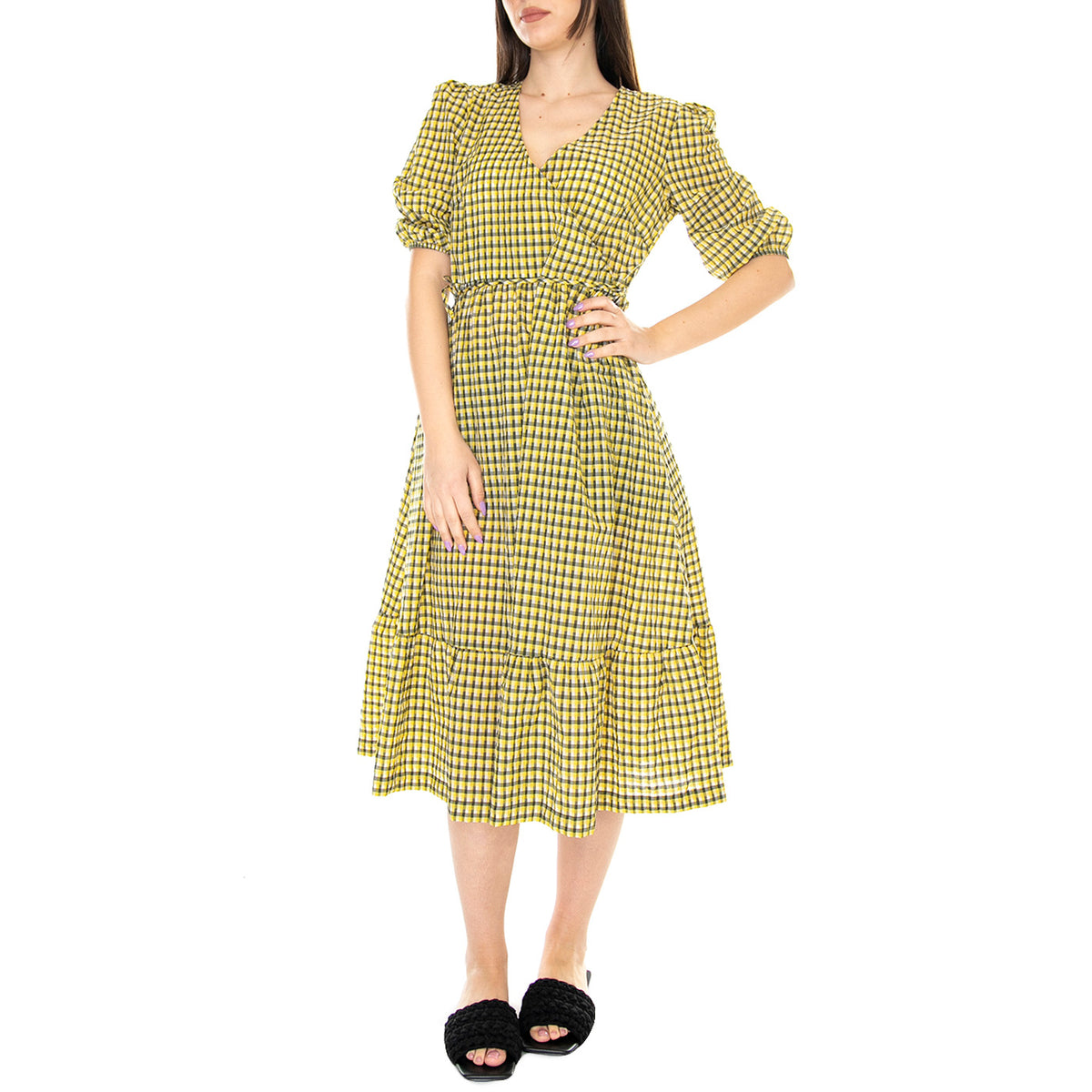 Addison Dress Sunrise Yellow Check - Abito Donna Giallo / Multicolore LDR0639-YE74-SS23 . BARBOUR 