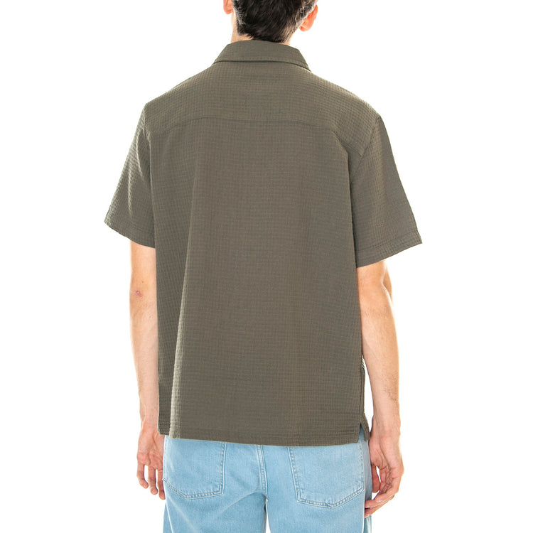 M' Fitzgerald Relaxed Fit Texture Shirt S/S - Camicia Maniche Corte Uomo Verde F4WSD040-310 . FARAH 