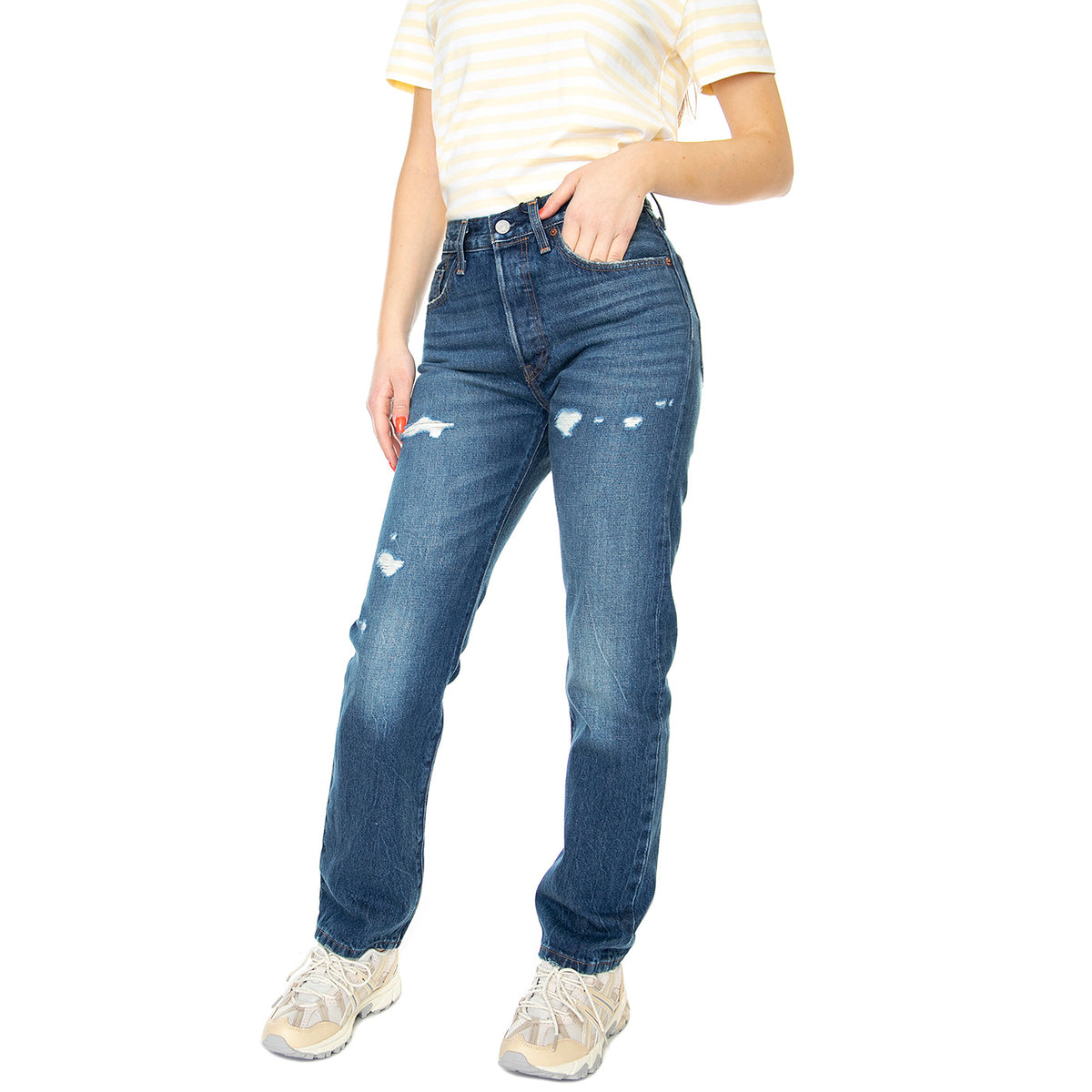501 Jeans For Women New Life Dark Indigo Worn In - Pantaloni Denim Jeans Donna Blu 12501-0423 . LEVIS 