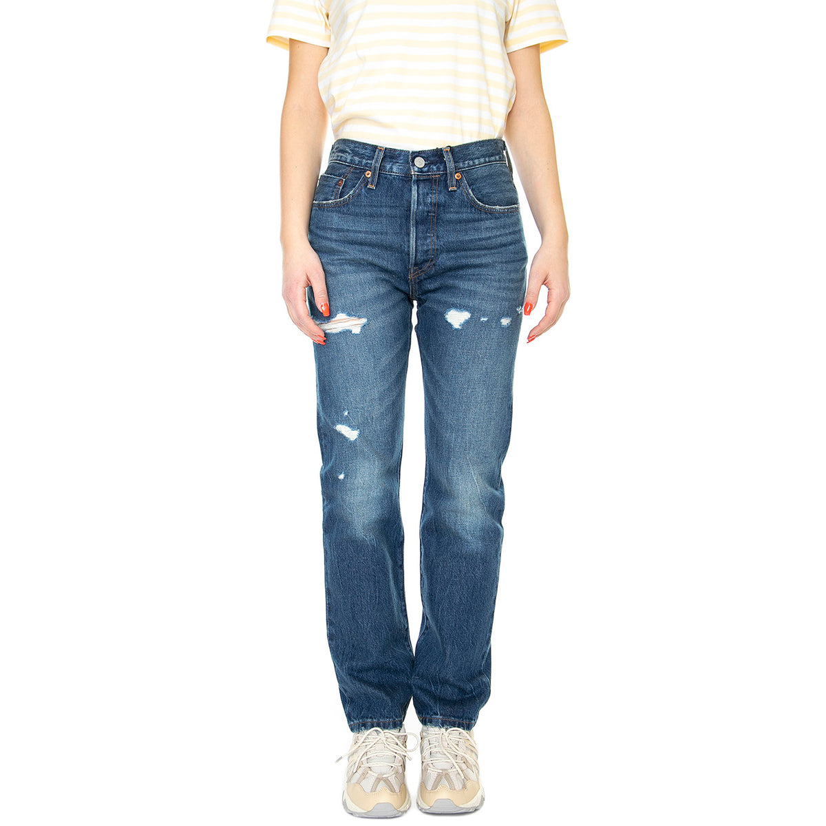 501 Jeans For Women New Life Dark Indigo Worn In - Pantaloni Denim Jeans Donna Blu 12501-0423 . LEVIS 
