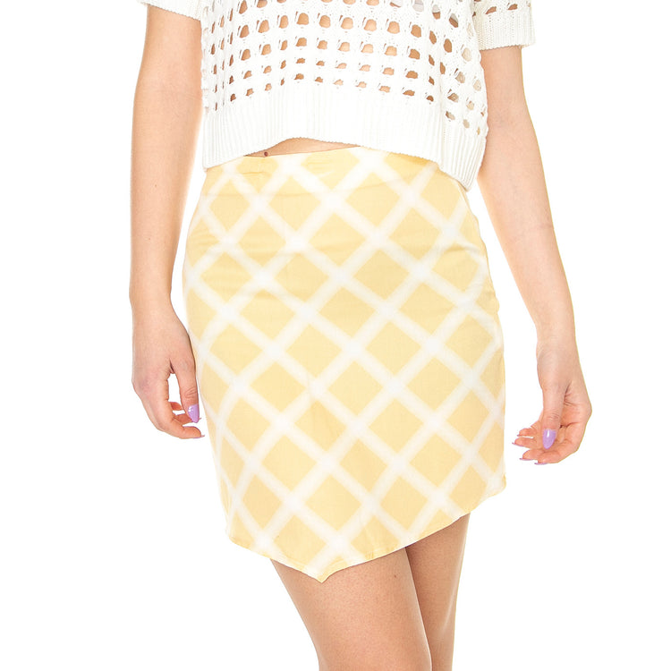 Falda Corta de Tiro Alto con Estampado de Cuadros - Gonna Multicolore 31W/11205 . WILD PONY 