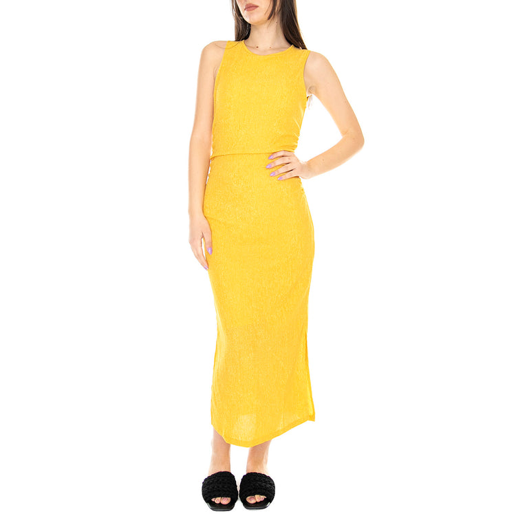 Vestido Midi en Tejido Arrugado Amarillo - Abito Donna Arancione 31W/11254 . WILD PONY 