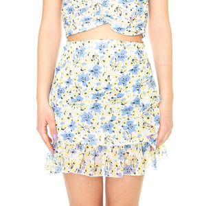 Falda Corta Drapeada con Estampado Floral - Gonna Multicolore 31W/41242 . WILD PONY 
