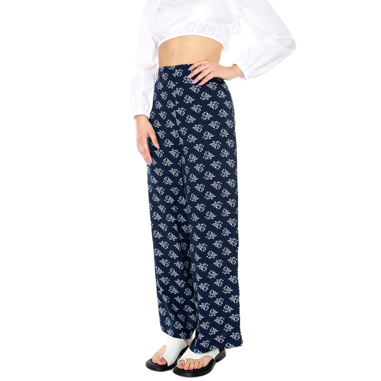 W' Blossom Navy Pant Assorted - Pantaloni Donna Blu / Multicolore 2116-ASS . BRAVA FABRICS 