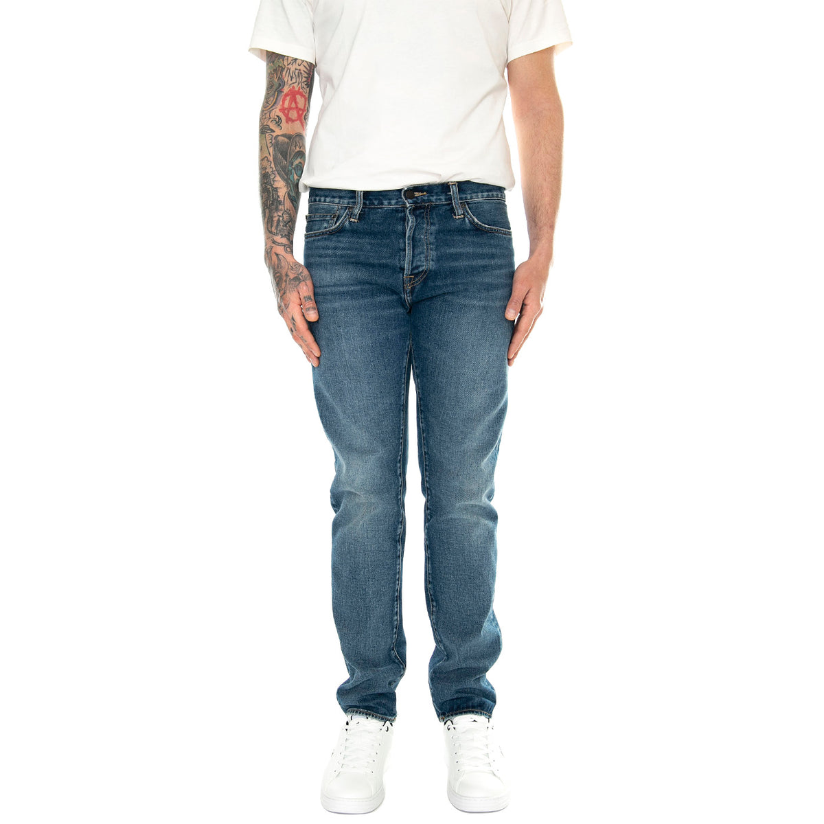 Klondike Pant Blue /dark used wash - Pantaloni Denim Jeans Uomo Blu I029207.014L . CARHARTT WIP 
