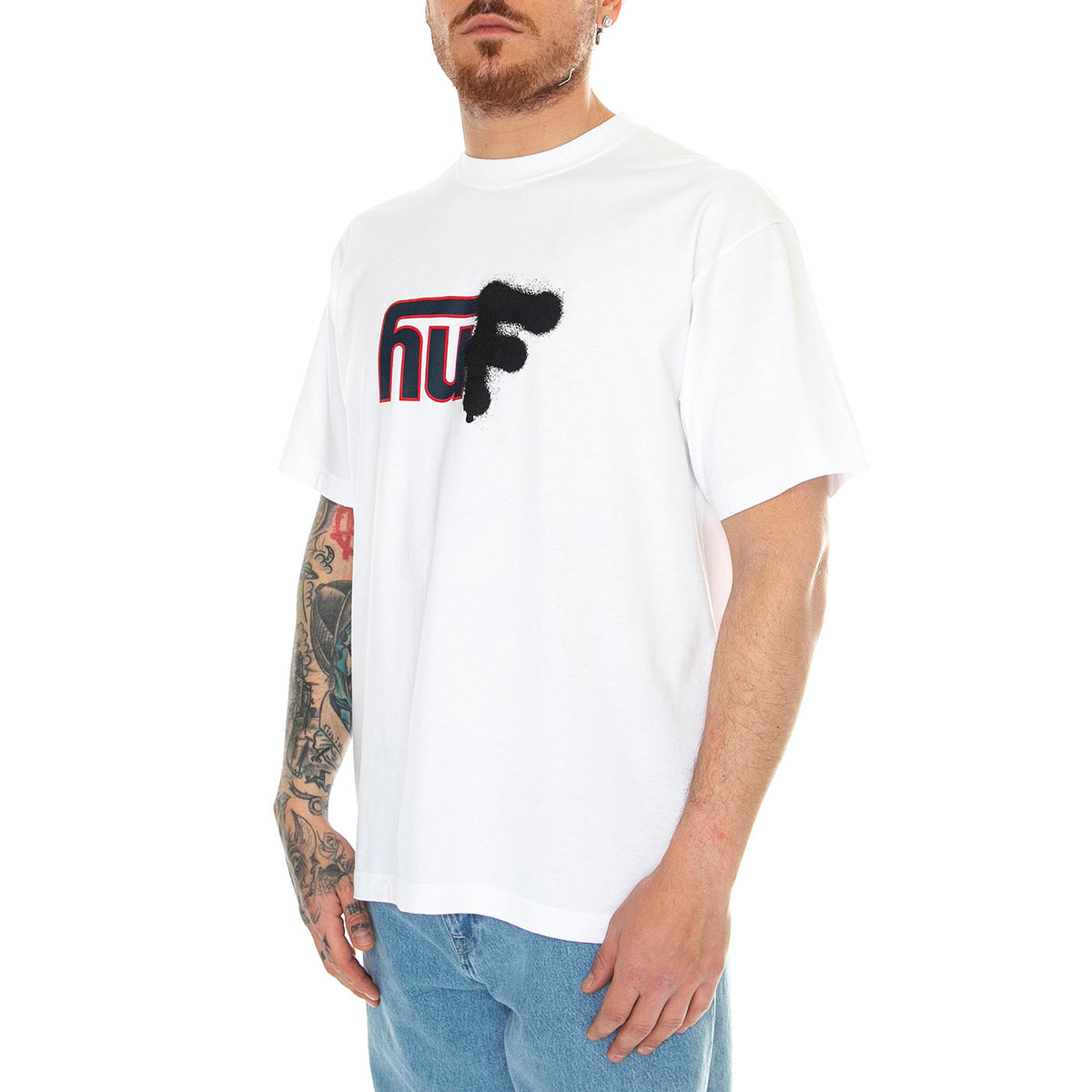 Upside Downtown S/S Tee White - Maglietta Girocollo Uomo Bianca TS02173-WHITE . HUF 