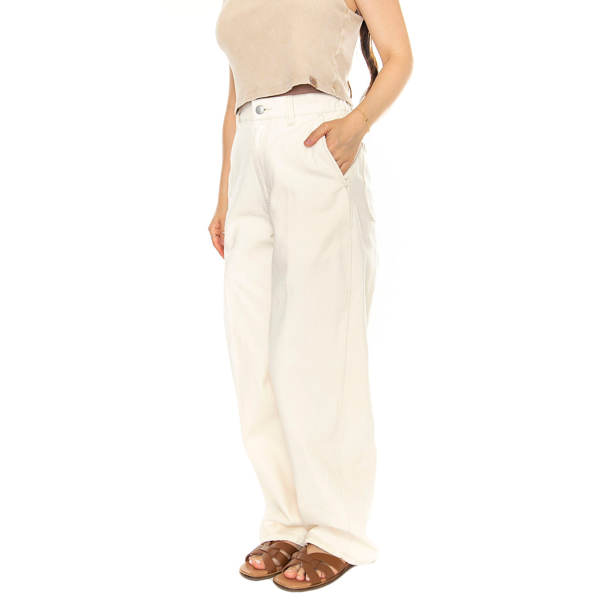Obey Lily Carpenter Denim Unbleached - Pantaloni Denim Jeans Donna Beige 242010052-UBL . OBEY 