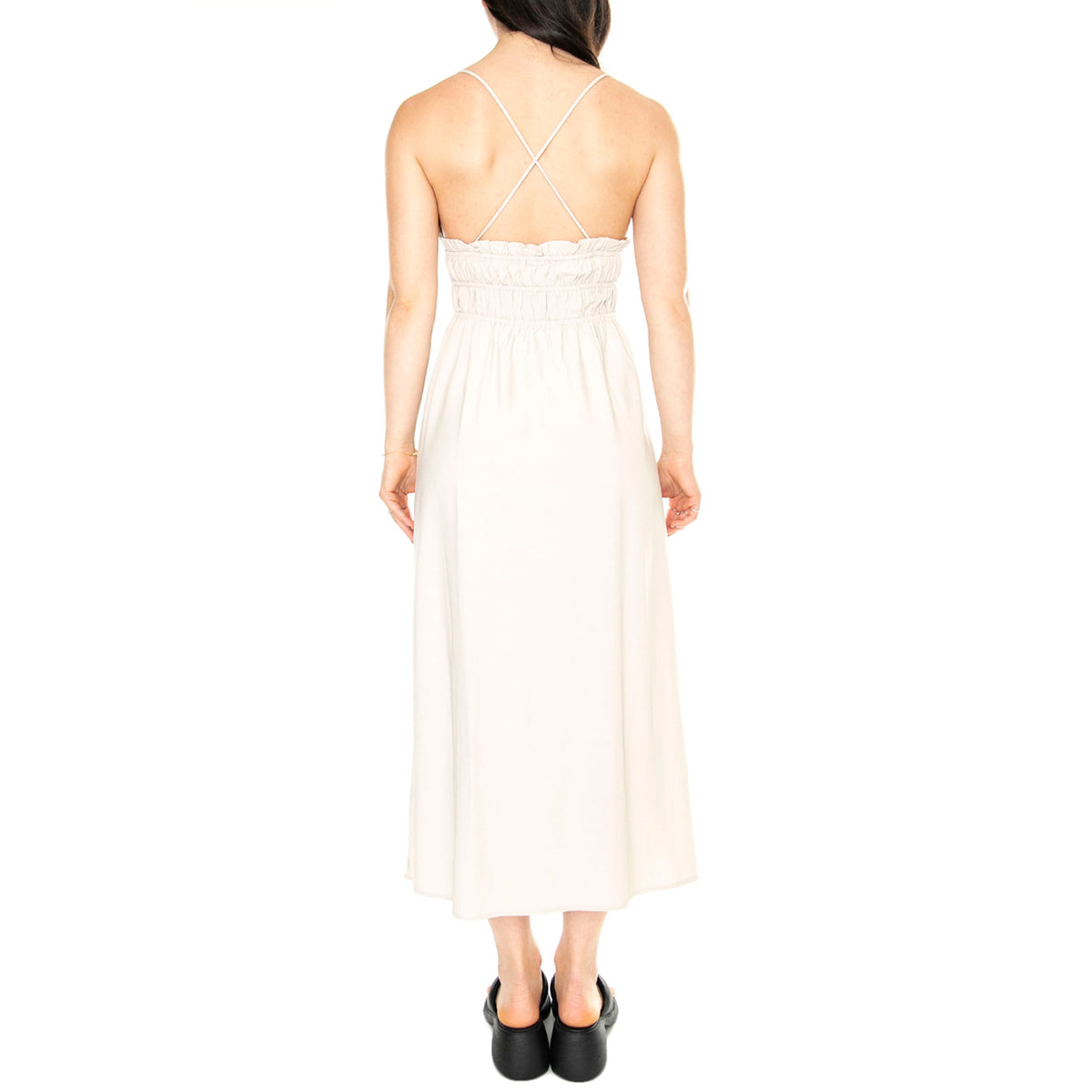 Vestido Midi Satinado Tirantes Blanco - Abito Donna Bianco 41W/11238 . WILD PONY 