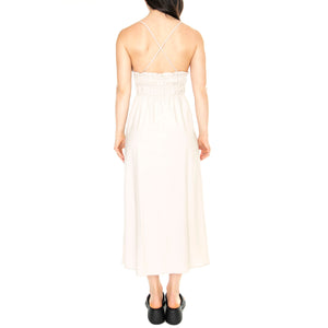 Vestido Midi Satinado Tirantes Blanco - Abito Donna Bianco 41W/11238 . WILD PONY 