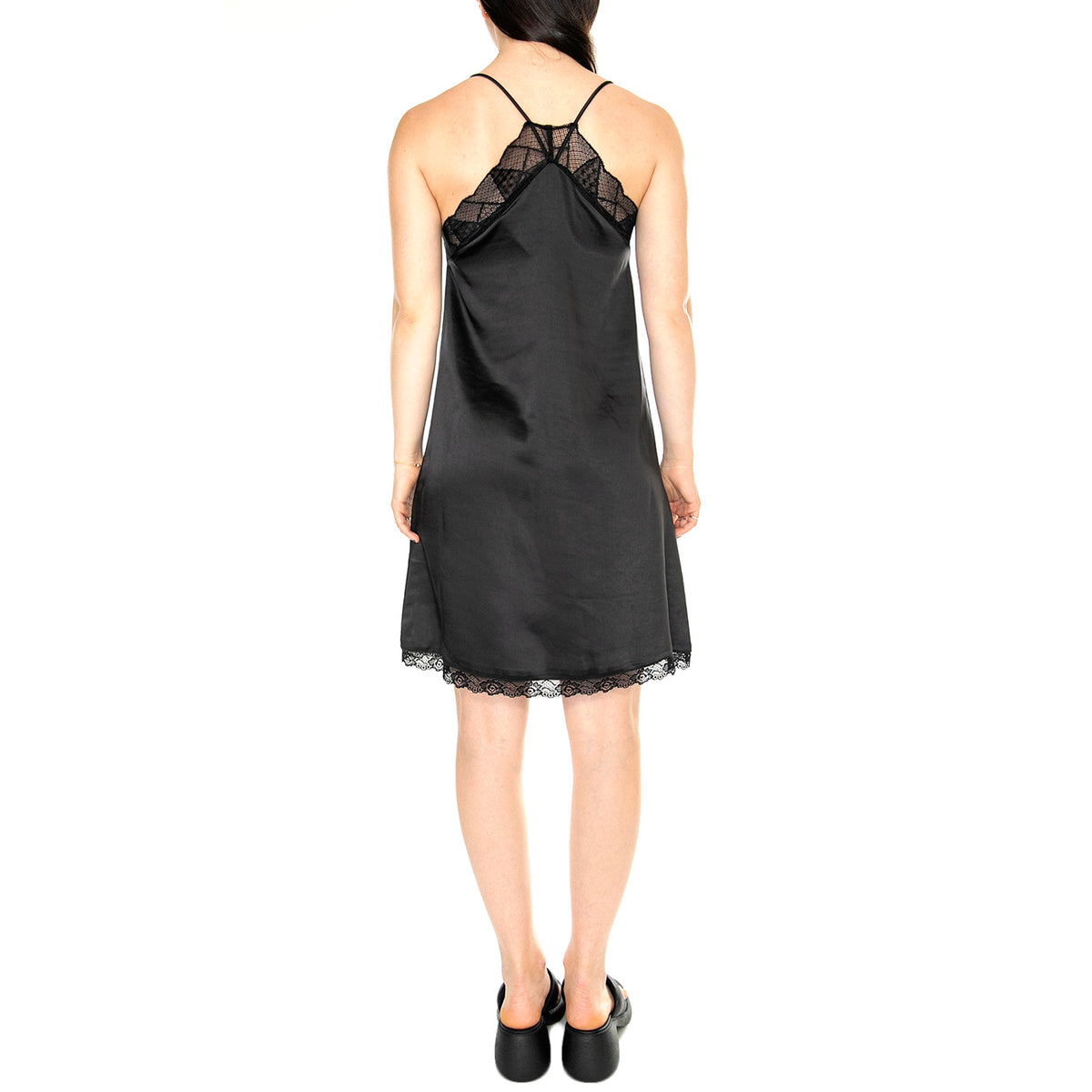 Vestido Corto Lencero Satinado Negro - Abito Donna Nero 41W/11244 . WILD PONY 