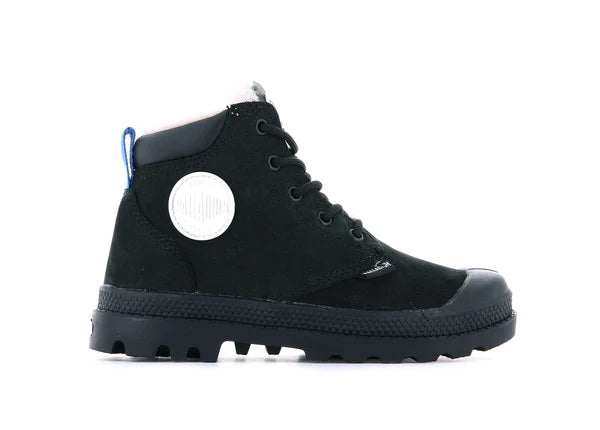 Pampa Hi Cuff Wps Oz Black / Black - Scarpe Stringate Profilo Alto Bambini Nere PAK57217-010-M . PALLADIUM 