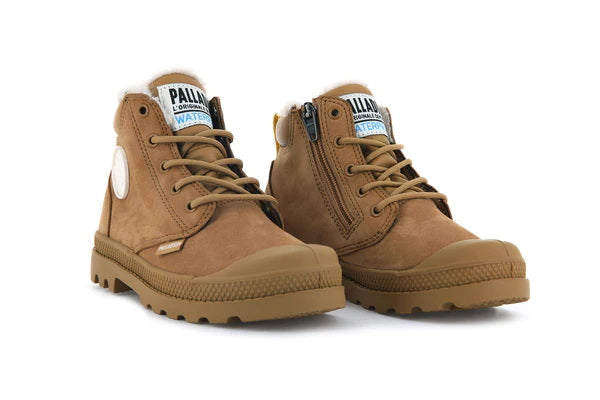 Pampa Hi Cuff Wps Oz Dear Brown - Scarpe Stringate Profilo Alto Bambini Marroni PAK57217-252-M . PALLADIUM 
