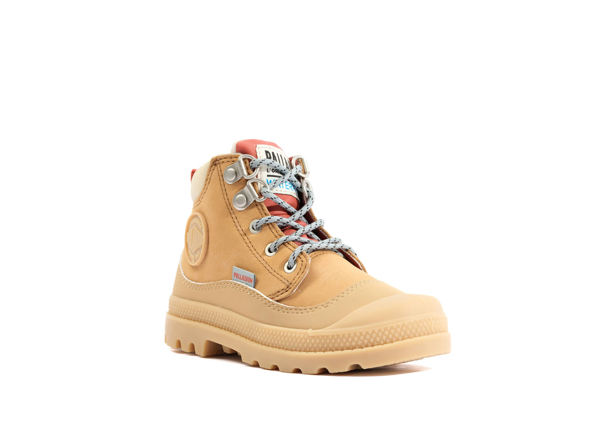 Pampa Hi Cuff Hkr Wp Dear Brown - Scarpe Stringate Profilo Alto Bambini Marroni PAK58891-252-M . PALLADIUM 