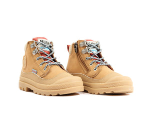 Pampa Hi Cuff Hkr Wp Dear Brown - Scarpe Stringate Profilo Alto Bambini Marroni PAK58891-252-M . PALLADIUM 