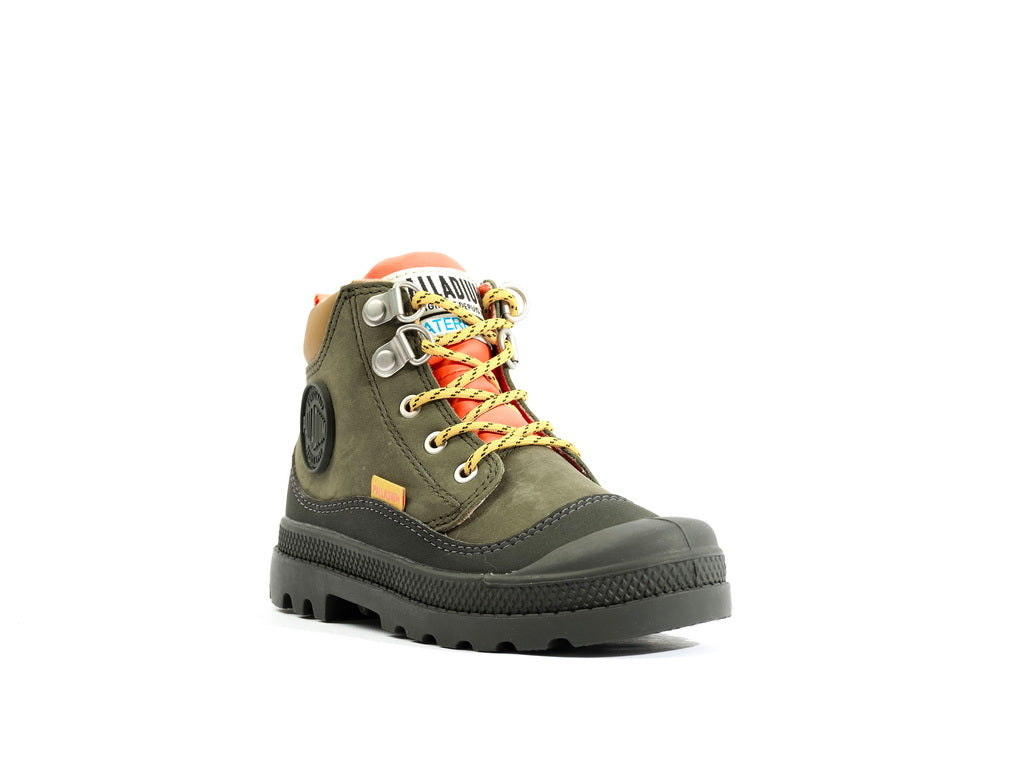 Pampa Hi Cuff Hkr Wp Olive Night - Scarpe Stringate Profilo Alto Bambini Verdi PAK58891-325-M . PALLADIUM 
