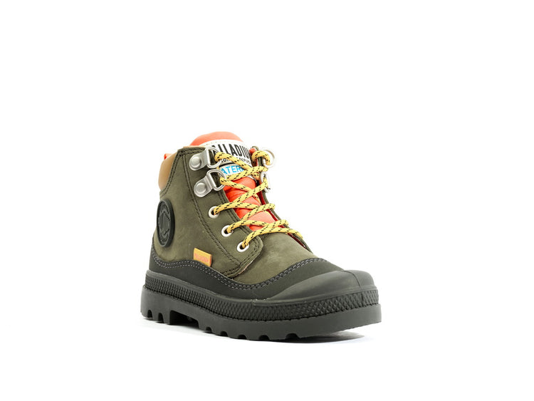 Pampa Hi Cuff Hkr Wp Olive Night - Scarpe Stringate Profilo Alto Bambini Verdi PAK58891-325-M . PALLADIUM 