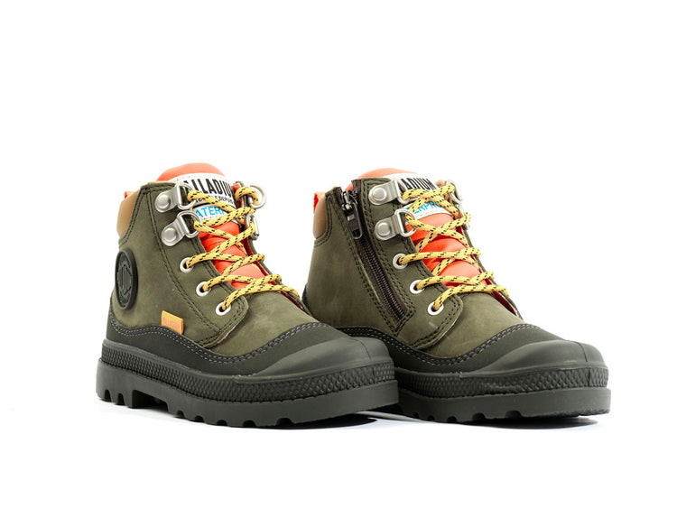 Pampa Hi Cuff Hkr Wp Olive Night - Scarpe Stringate Profilo Alto Bambini Verdi PAK58891-325-M . PALLADIUM 