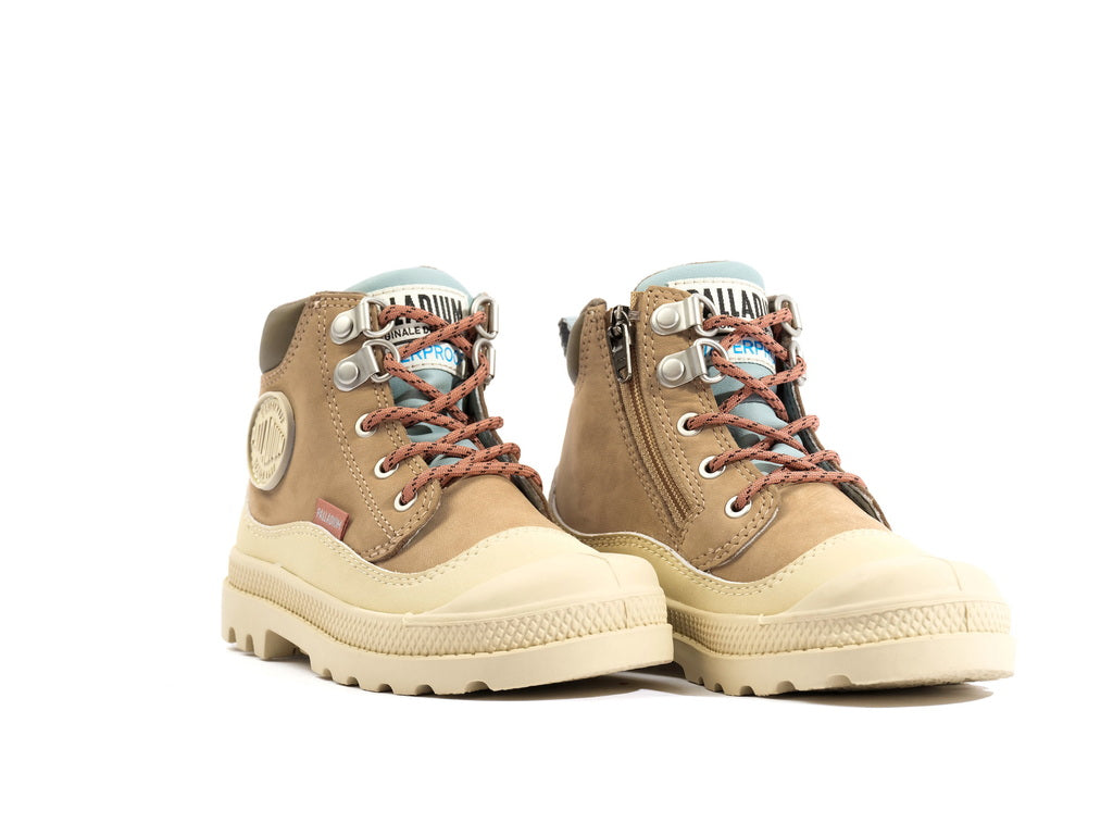 Pampa Hi Cuff Hkr Wp Nude Dust - Scarpe Stringate Profilo Alto Bambini Beige PAK58891-662-M . PALLADIUM 