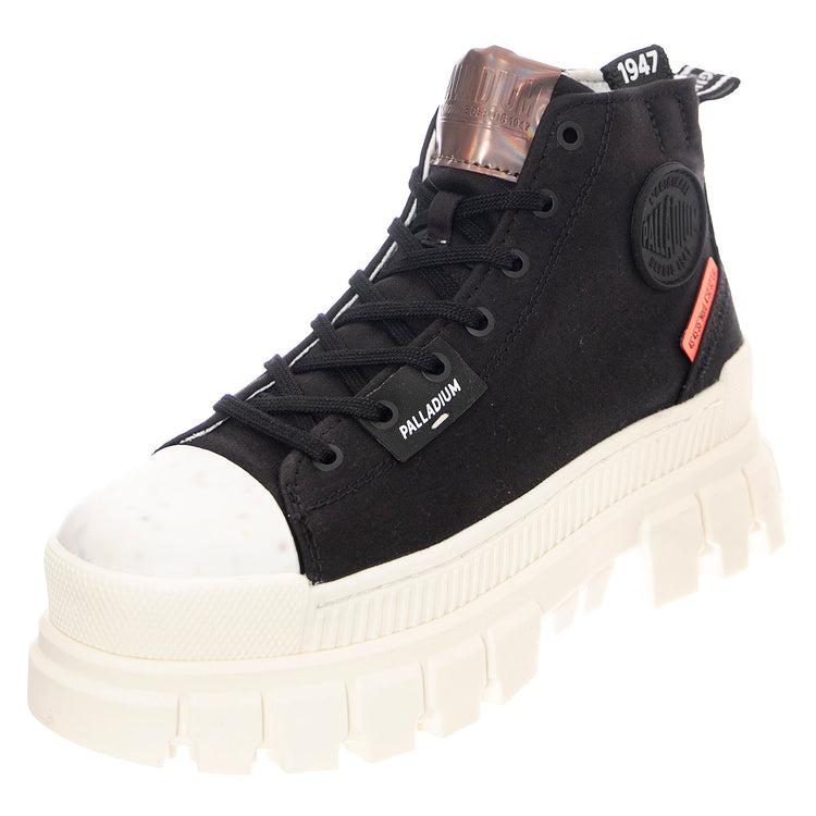 W' Revolt Hi Black / Marshmallow - Scarpe Stringate Profilo Alto Donna Nere PAS97242-016-M . PALLADIUM 