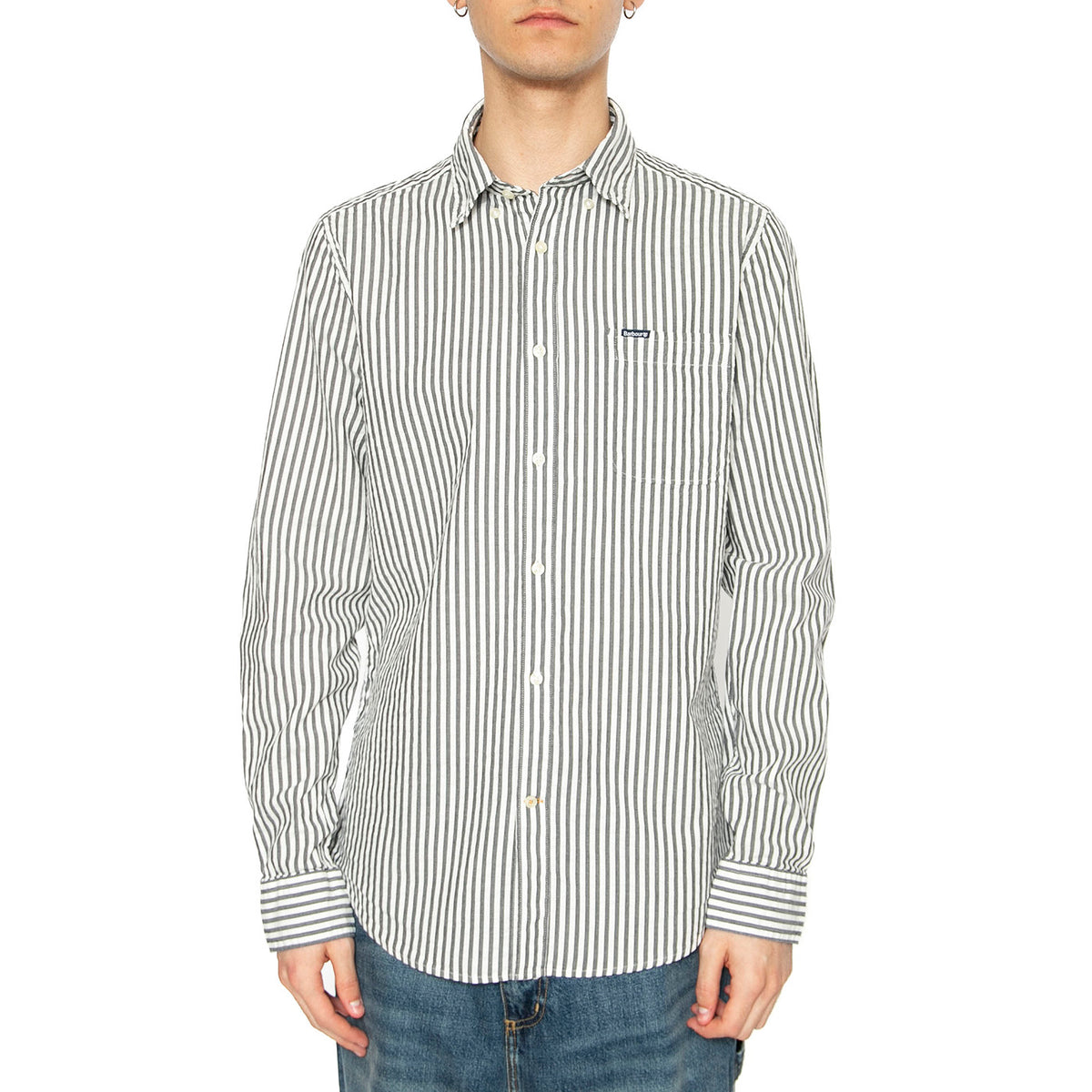 Cresswell Seersucker Shirt Navy - Camicia Uomo Multicolore MSH5577-NAVY . BARBOUR 