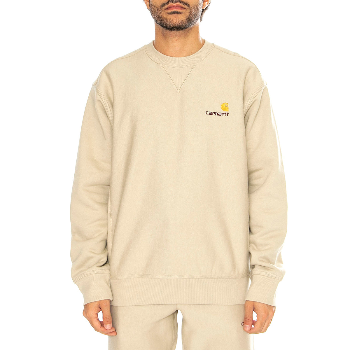 American Script Sweat Fleur De Sel - Felpa Girocollo Uomo Beige I025475.2LPXX . CARHARTT WIP 