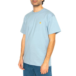 S/S Chase T-Shirt Frosted Blue / Gold - Maglietta Girocollo Uomo Blu I026391.2MYXX . CARHARTT WIP 