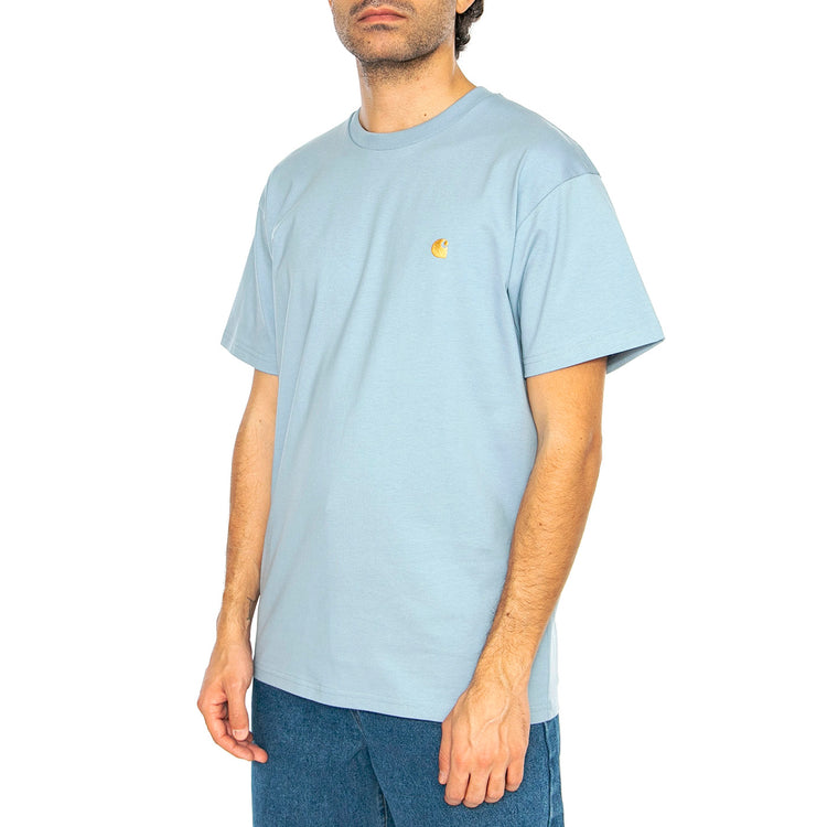 S/S Chase T-Shirt Frosted Blue / Gold - Maglietta Girocollo Uomo Blu I026391.2MYXX . CARHARTT WIP 