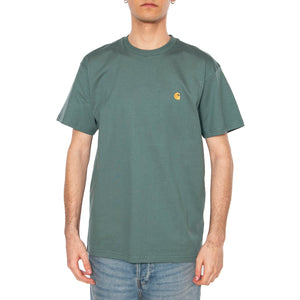 S/S Chase T-Shirt Silver Pine / Gold - Maglietta Girocollo Uomo Verde I026391.2N0XX . CARHARTT WIP 