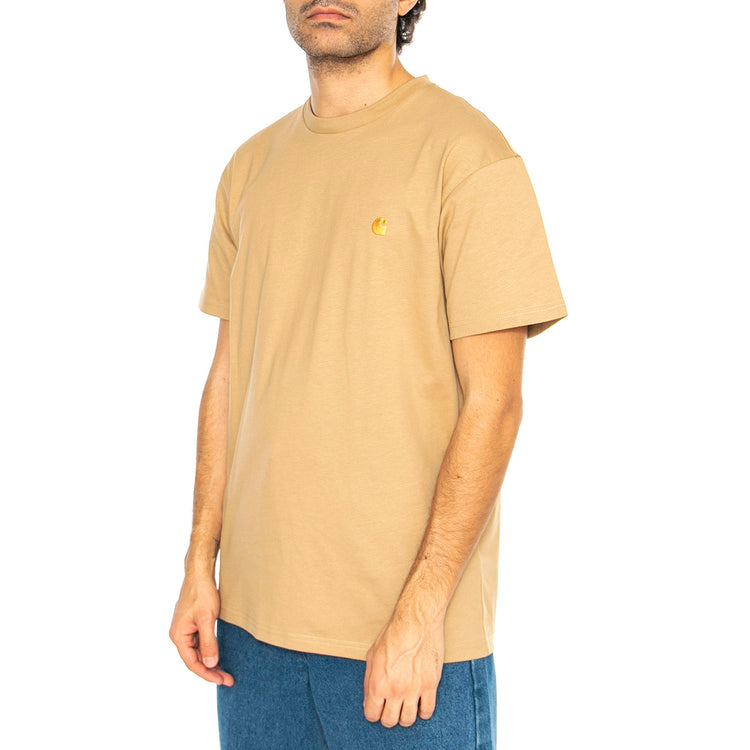 S/S Chase T-Shirt Dusty H Brown / Gold - Maglietta Girocollo Uomo Marrone I026391.2N1XX . CARHARTT WIP 