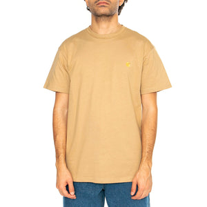 S/S Chase T-Shirt Dusty H Brown / Gold - Maglietta Girocollo Uomo Marrone I026391.2N1XX . CARHARTT WIP 