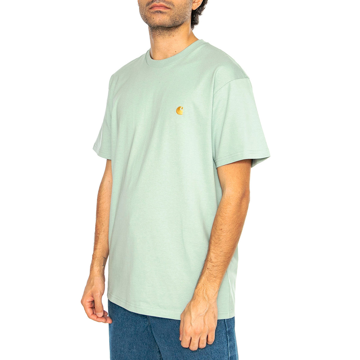 S/S Chase T-Shirt Frosted Green / Gold - Maglietta Girocollo Uomo Verde I026391.2O2XX . CARHARTT WIP 