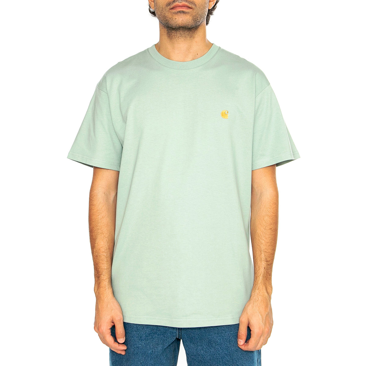 S/S Chase T-Shirt Frosted Green / Gold - Maglietta Girocollo Uomo Verde I026391.2O2XX . CARHARTT WIP 