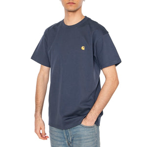 S/S Chase T-Shirt Dusky Blue / Gold - Maglietta Girocollo Uomo Blu I026391.2Q8XX . CARHARTT WIP 