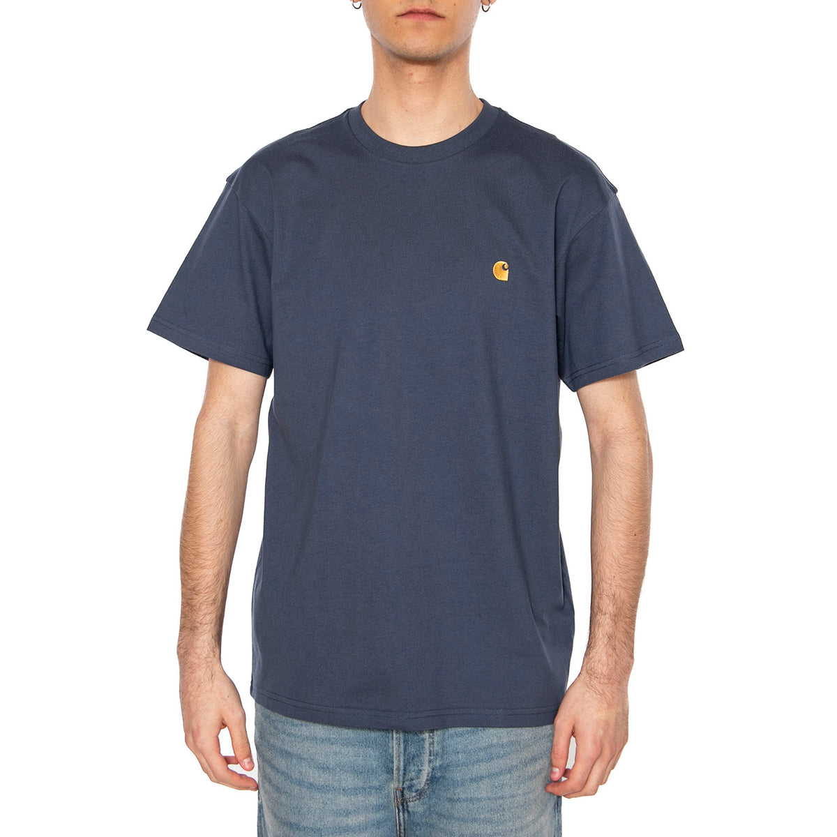 S/S Chase T-Shirt Dusky Blue / Gold - Maglietta Girocollo Uomo Blu I026391.2Q8XX . CARHARTT WIP 