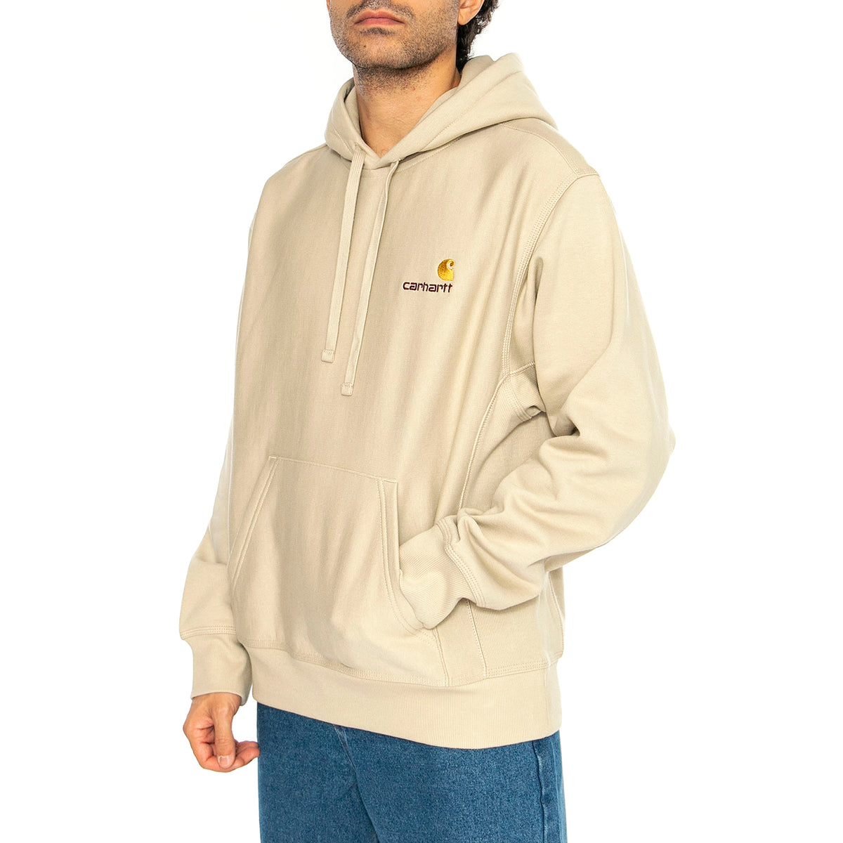 Hooded American Script Sweat Fleur De Sel - Felpa con Cappuccio Uomo Beige I028279.2LPXX . CARHARTT WIP 