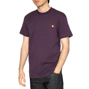 S/S American Script T-Shirt Huckleberry - Maglietta Girocollo Uomo Viola I029956.HUXX . CARHARTT WIP 