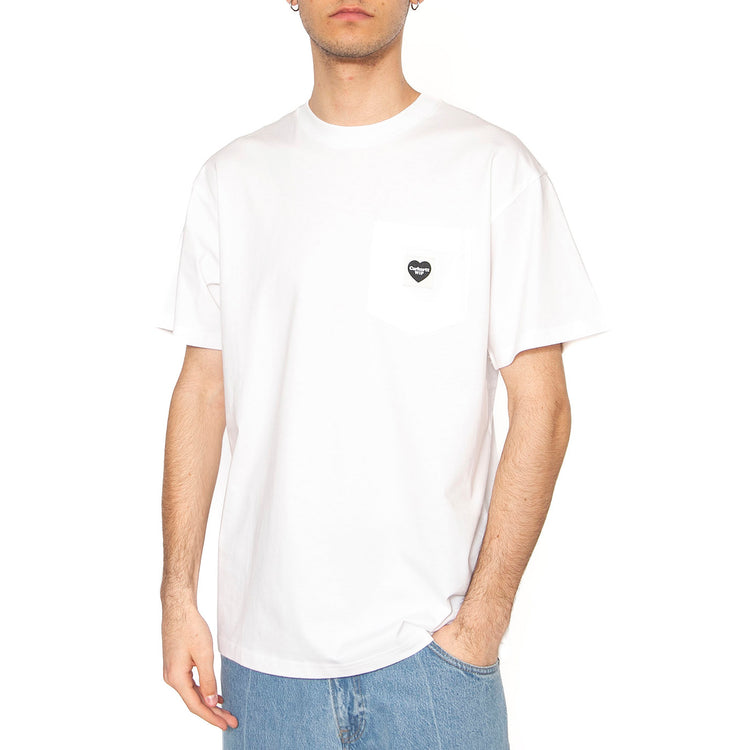 S/S Pocket Heart T-Shirt White / Black - Maglietta Girocollo Uomo Bianca I032128.00AXX . CARHARTT WIP 