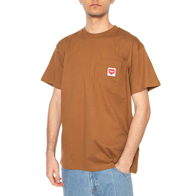S/S Pocket Heart T-Shirt Hamilton Brown - Maglietta Girocollo Uomo Marrone I032128.HZXX . CARHARTT WIP 