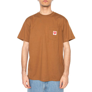 S/S Pocket Heart T-Shirt Hamilton Brown - Maglietta Girocollo Uomo Marrone I032128.HZXX . CARHARTT WIP 